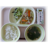 5月17日（火）　八宝菜　キャベツとのりのナムル　小松菜とベーコンのスープ