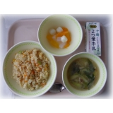 5月29日（金）　焼豚チャーハン　チンゲンサイのスープ　白玉みかんゼリー