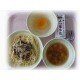 6月3日（木）　鶏肉ときのこの和風スパゲティ　ダイススープ　黄桃