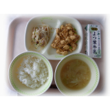4月18日（月）　麻婆豆腐　きのこの中華和え　キャベツのみそ汁
