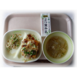 7月27日（水）　お好み焼き　棒々鶏サラダ　大根スープ