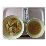 3月22日（金）　炒めナムル丼　しらたきスープ