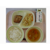 6月4日（火）　さばの利休焼き　キャベツとちくわのみそ炒め　せんべい汁