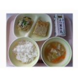 9月24日（火）　青のりつくね　もやしのなめたけ和え　キャベツのみそ汁