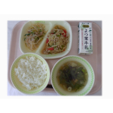 7月8日（火）　チンジャオロース　ピリ辛春雨サラダ　ねぎごまスープ