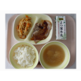 10月7日（火）　トンテキ　切干大根の炒り煮　人参のみそ汁