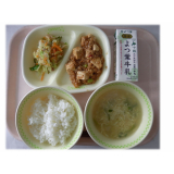 4月30日（木）　麻婆豆腐　くきわかめの中華和え　たまごスープ