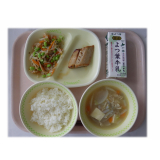 7月6日（月）　ほっけのみりん焼き　枝豆サラダ　みそけんちん汁